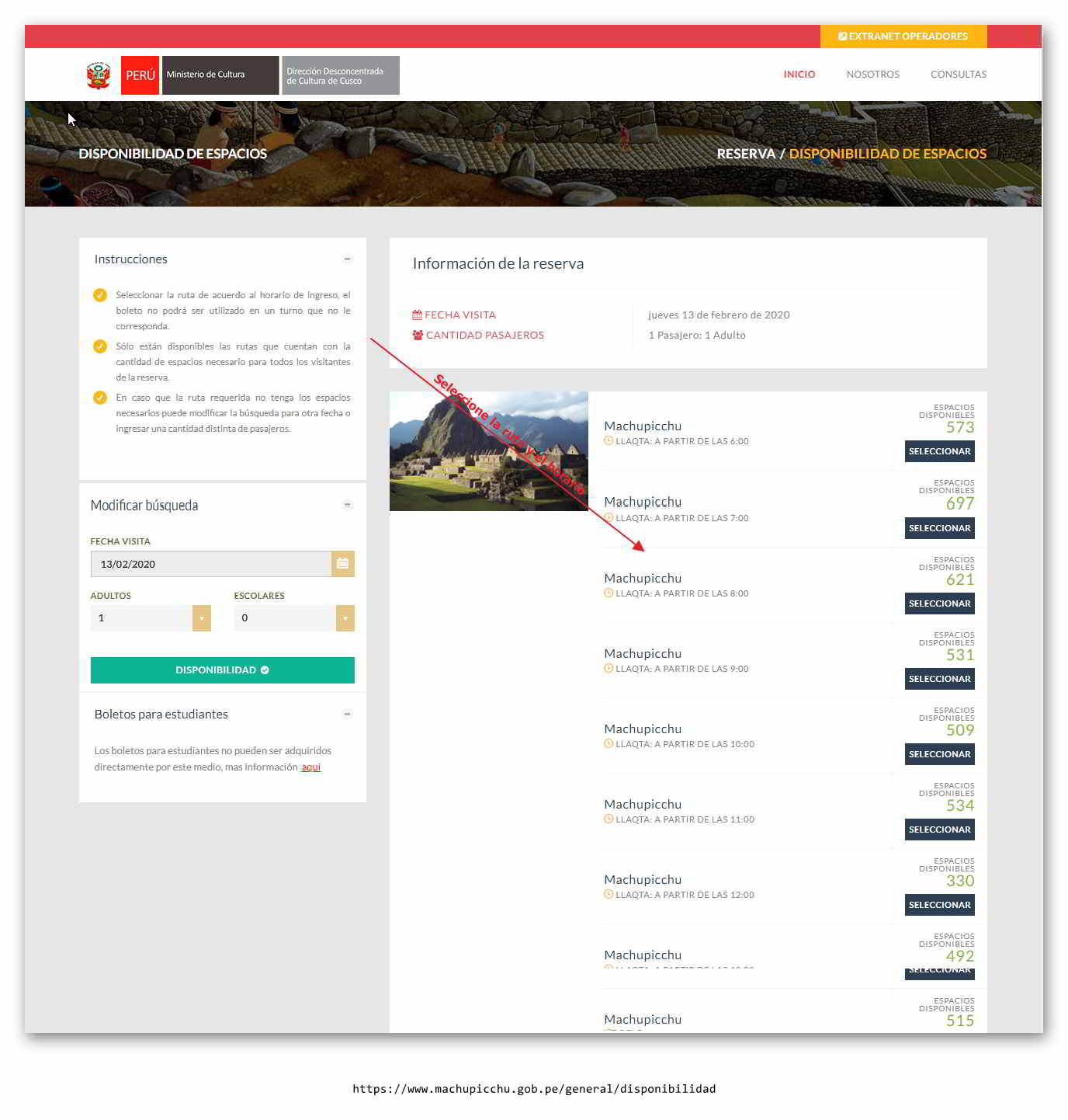 02 Seleccionar La Ruta Y Horario De Ingreso